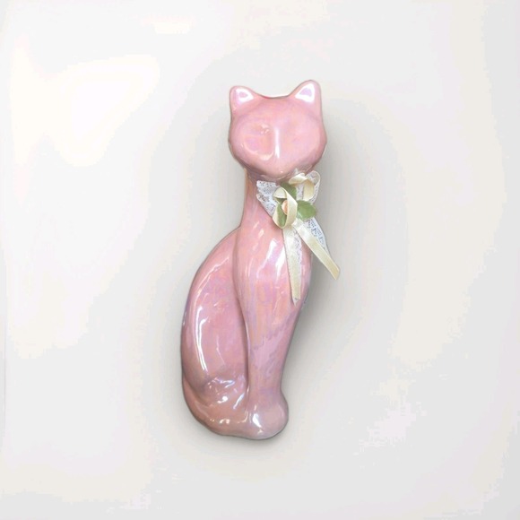 Mid Century Cat Figurine 10 Inches Opalescent - Picture 1 of 9